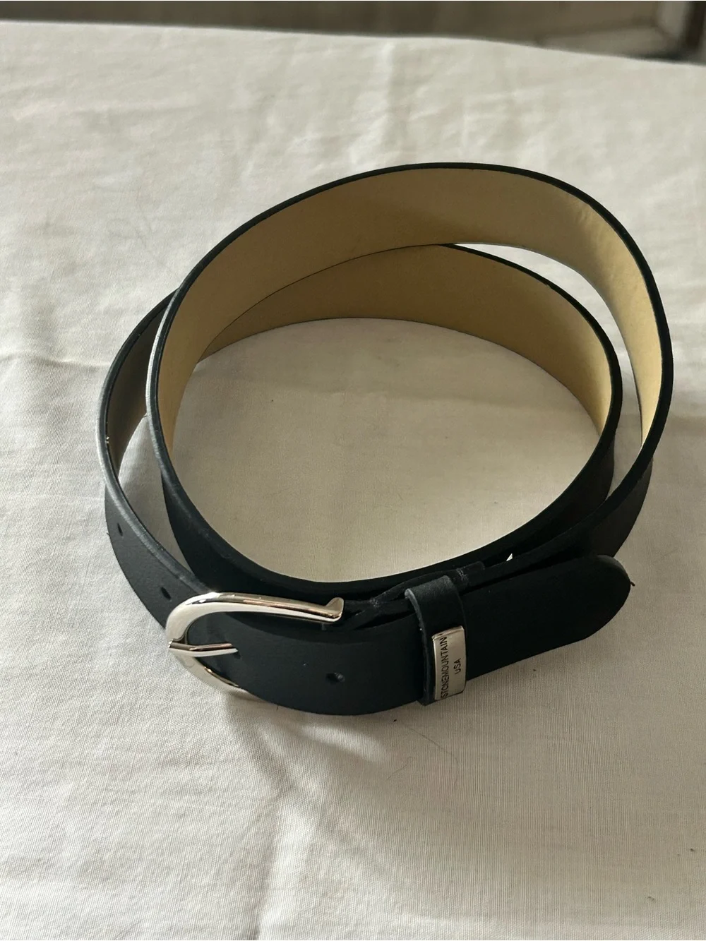 Stone Mountain Black Leather Belt With Silver Hardware/Size Small/NWOT